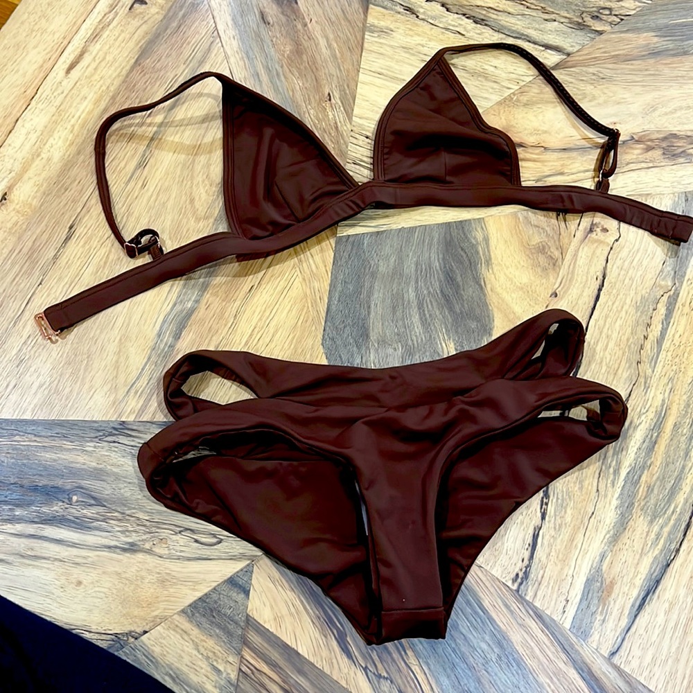 The Days chocolate double banded bikini